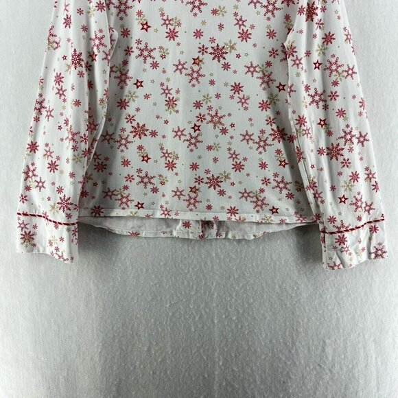 American Girl Pajama Top Girls Sz XL (16/18) White Snowflakes Button-Up Collared - Picture 9 of 12